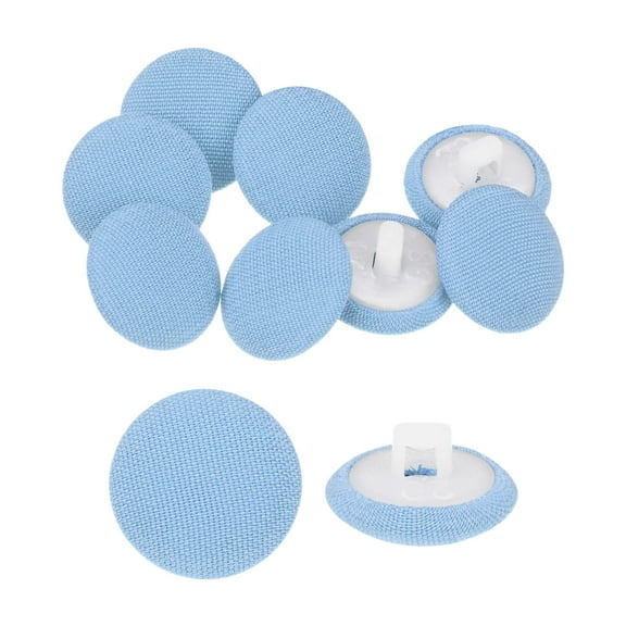Uxcell 10pcs Fabric Cloth Buttons 0.5" Round Sewing Button with Shank, Sky Blue