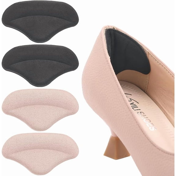 2 Colors 6 Pairs Heel Cushion Pads Cotton Anti-Wear Heel Grips Snugs for Big Loose Shoes Heel Inserts Blisters and Pain Slipping Protectors Liners Filler Improved Shoe Comfort Black Beige for DIY
