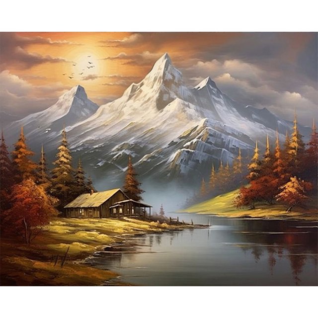 Kit de pintura por números sobre lienzo, arte al óleo artesanal, decoración de imagen de alta montaña, 50x40cm