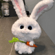 thumbnail image 4 of Conejo de peluche blanco de 30 cm con forma de bola de nieve, conejo kawaii, zanahoria de peluche con orejas móviles, muñeco de dibujos animados, juguete para niños, regalo de cumpleaños, 4 of 5