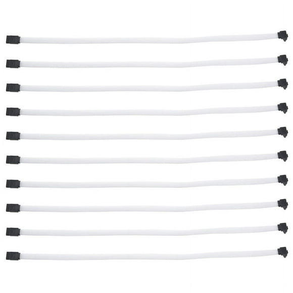10pcs 50CM 3.0 III SATA3 7Pin Data Cable Right Angle 6Gb/S SSD Cables HDD Hard Disk Data Cord(White)