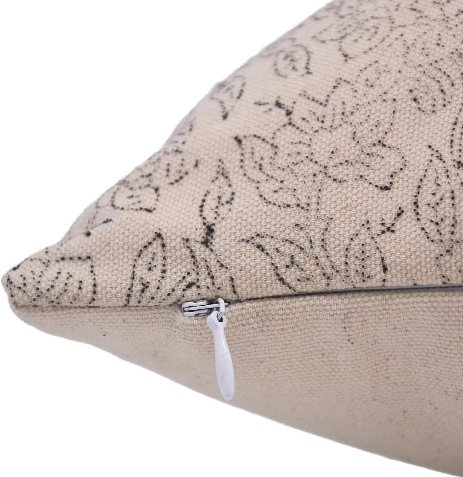 Fabdivine Handmade Duck Canvas Block Print Pillow Cover 20x20 Black Floral Cushion for Sofa