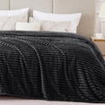 thumbnail image 1 of Bedelite Fleece Blanket Queen Size - 3D Ribbed Jacquard Soft And Warm Decorative Fuzzy Blankets - Cozy Fluffy Plush Lightweight Throw Blankets For Couch Bed Sofa(Black 90X90 Inches), 1 of 4