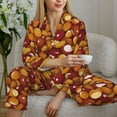 thumbnail image 5 of KLL Almond Nuts Print Women's Long Sleeve Pajamas with Pants Sleepwear Loungewear 2 Set-Medium, 5 of 7