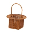 thumbnail image 4 of Cesta de almacenamiento multifuncional para mesa de comedor, cesta de picnic portátil para regalos. Marrón redondo, 4 of 9