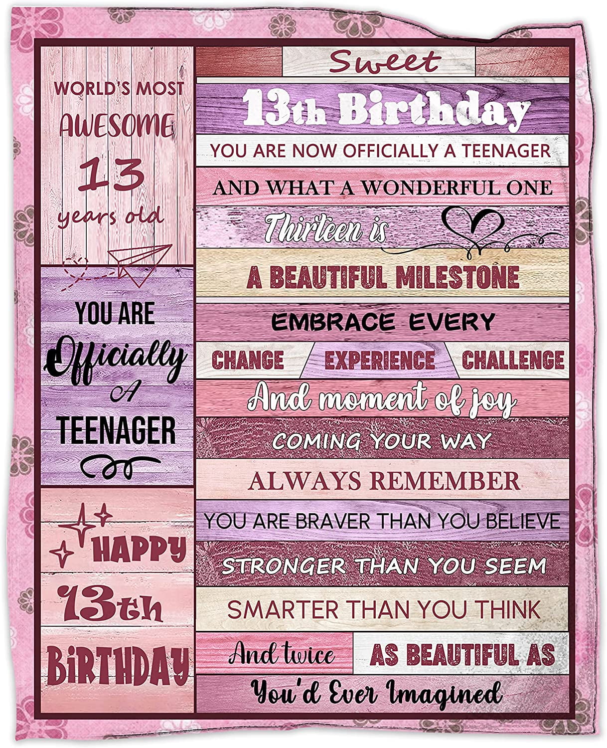  Joyloce Sweet 13th Birthday Gifts for Girls Blanket 60x50,  Sweet 13 Gifts for Girls - Best 13th Birthday Gift Ideas - Funny Gift for  13-Year-Old Girl - 13th Bday Party Decorations