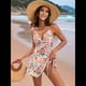 thumbnail image 5 of Traje de Baño de una Pieza con Falda Cruzada para Mujer, con Control de Abdomen, Falda. Marrón L, 5 of 9