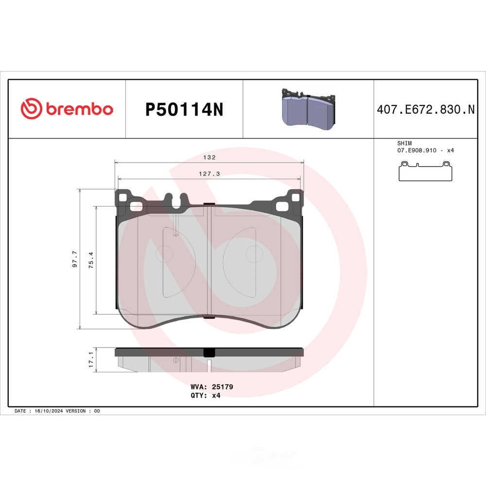Brembo P50114N PRIME Ceramic Brake Pad Set