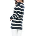 thumbnail image 5 of INSPIRE CHIC Women's Round Neck Long Sleeves Drop Shoulder Loose Striped Tunic Sweater M Blue, 5 of 9