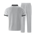 thumbnail image 3 of Gytharion Men's 2 Piece Classic Walffe Sets Turn-down Collar Zippered Short Sleeve Tops with Drawstring Long Pants Sets Soild Color Casual Outfits, 3 of 5