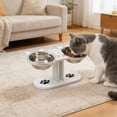 thumbnail image 6 of Elevated Pet Bowl Stand Wooden Adjustable Tilted Cat Dog Feeding Station Raised Food Bowl Holder Stable Durable, 6 of 6