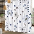 thumbnail image 3 of Floral Shower Curtain,Shower Curtains for Bathroom,Blue Flower Shower Curtain Sets Leaf Shower Curtain Plants Blue White Fabric Waterproof Cloth Bathtub Curtains with Hooks 72x72 Inch, 3 of 6
