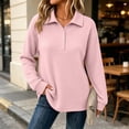 thumbnail image 6 of Zysthvn Casual Women's Sweatshirts Tunic Pullover Oversized Fall Sweatshirt for Women Turn Down Collar Loose Fit Solid Long Sleeve Tops, 6 of 9