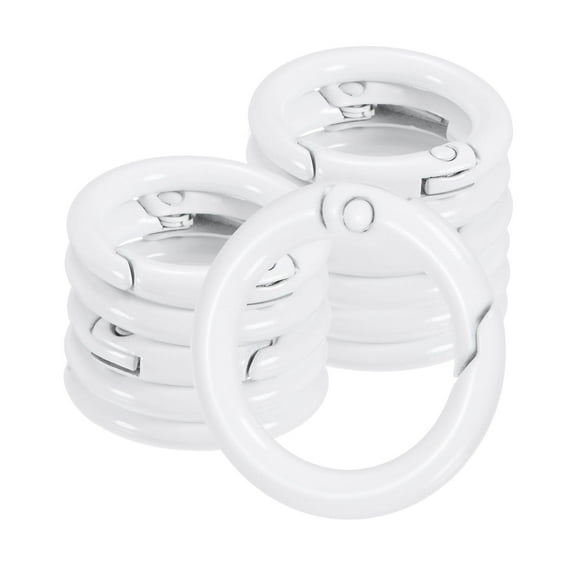Uxcell 12-Pack Metal Spring O Rings, 5/8" Zinc Alloy Spring Keyring Buckle for Keychains Round Trigger Buckle Chain Rings [White]