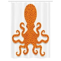 Kraken Stall Shower Curtain, Cute Spotty Octopus Pattern in Vivid Colors Marine Monster Kids Nursery Theme Print, Fabric Bathroom Set with Hooks, 54W X 78L Inches, Orange, by Ambesonne