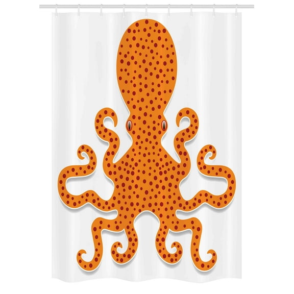 Kraken Stall Shower Curtain, Cute Spotty Octopus Pattern in Vivid Colors Marine Monster Kids Nursery Theme Print, Fabric Bathroom Set with Hooks, 54W X 78L Inches, Orange, by Ambesonne