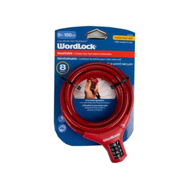 Kole Imports KL6344 8 mm 5 ft. WordLock Quick Release Bike Lock, Black Set of 4