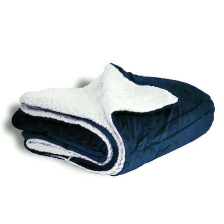 Navy Country Lambswool - Throw Blanket - Micro Mink and Lambswool Sherpa (Navy)