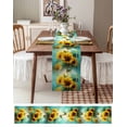 thumbnail image 3 of nqOlkjepod Spring Sunflower Table Runner 36 Inches Long Farmhouse Dress Scarves, Butterfly Teal Ocean Abstract Retro Dining Tablerunner for Coffee Table/Kitchen Island/Party Décor, Small 13" x 36", 3 of 8