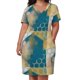 thumbnail image 3 of Vestido holgado con bolsillos en azul hexagonal 01, estilo coreano, bonito., 3 of 7