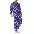 thumbnail image 2 of Naloa Skull starry sky flower leaf Men’s Pajamas Set - Long Sleeve Button Down Sleep Shirt and Pajama Bottoms Sleepwear Set-Medium, 2 of 7
