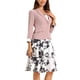 thumbnail image 4 of Conjunto de vestido y chaqueta INSPIRE CHIC para mujer de 2 piezas, vestido sin mangas de gasa con flores y chaqueta de panel contrastante, color rosa y beige, talla S, 4 of 6
