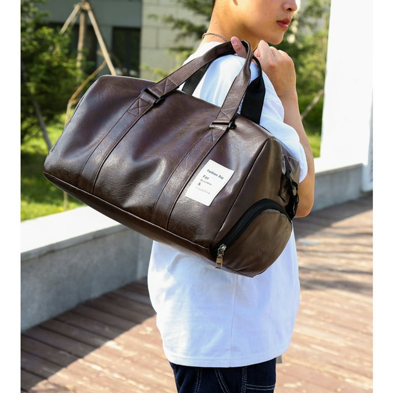Leather gym bag with shoe compartment hotsell