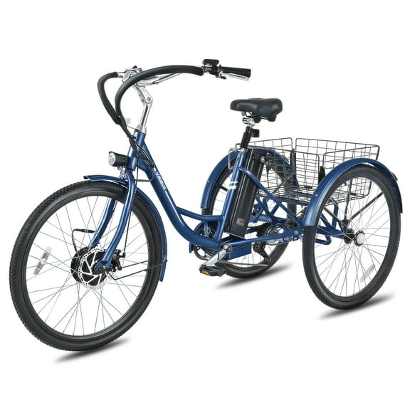 26" 7 Speed Dual Chains Electric Tricycle 350W Electric Trike with 36V 13Ah Battery UL 2271 Blue