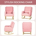 thumbnail image 4 of Modern Rocking Chair, Rocking Chair Nursery with 1 Lumbar Pillow and 2 Side Pockets, Soft Padded Nursery Rocking Chairs for Indoor Living Room Bedroom, Pink, 4 of 9