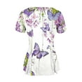thumbnail image 7 of Floral Printed T Shirts for Women Short Sleeve Crew Neck Summer Tops Casual Loose Tee Purple S, 7 of 7