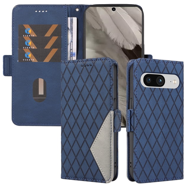 Compatible with Google Pixel 8 PU Leather Wallet Case with Card Holder Magnetic Closure Cover