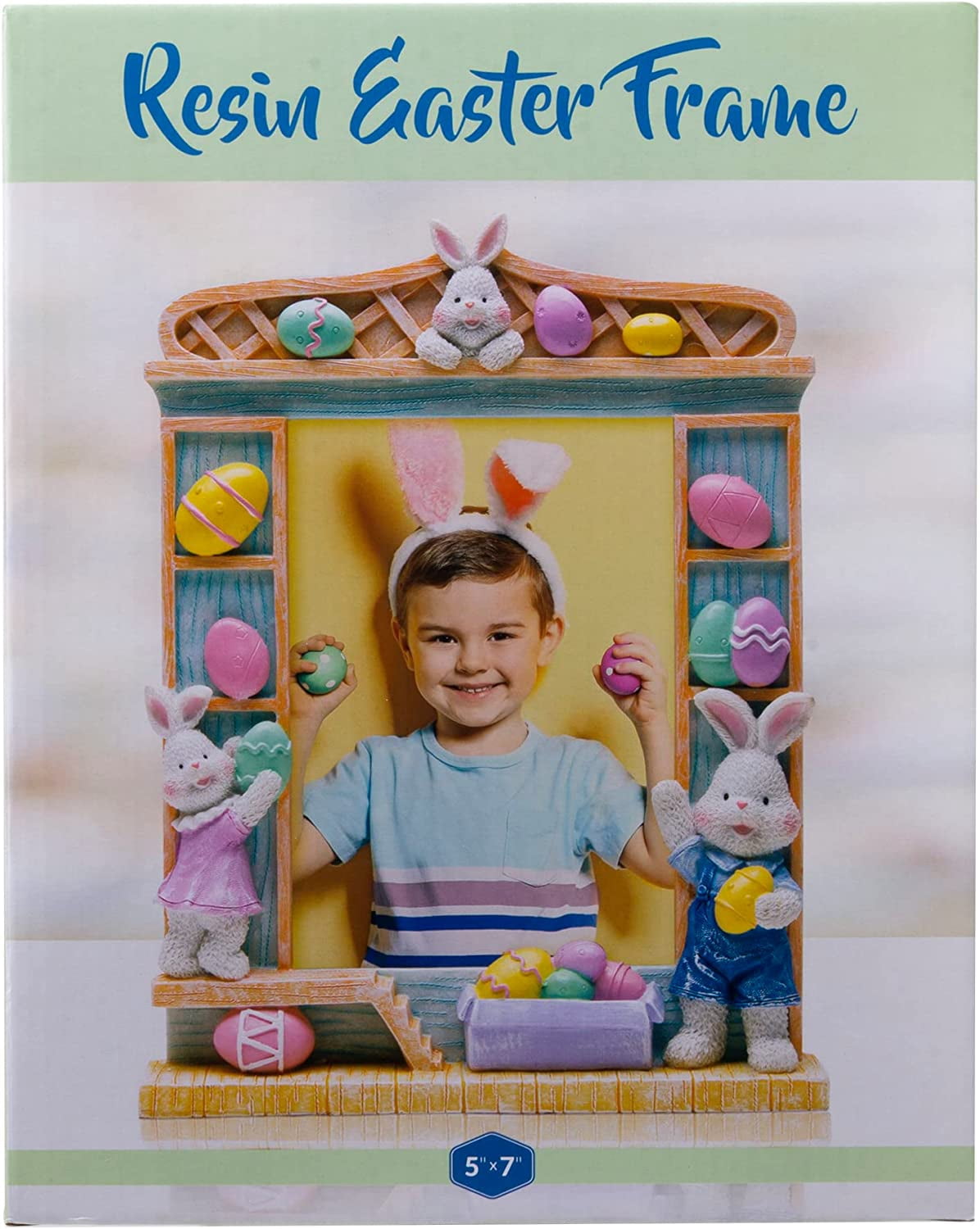 Fine Photo Gifts 5x7 Easter Bunny & Eggs Resin Picture Frame