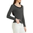 thumbnail image 4 of INSPIRE CHIC Stripe Shirt for Women's Scoop Neck Long Sleeve Casual Basic Top, 4 of 5