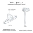 thumbnail image 6 of Rosec Jewels Moissanite Pear Shaped Engagement Ring with Halo - 5X7 mm - Teardrop Ring - D-VS1 Quality Certified, 14K White Gold, US 11.50, 6 of 9