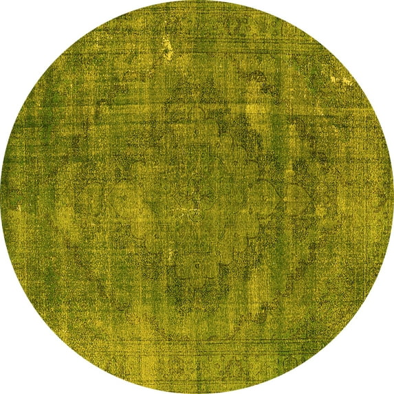 Ahgly Company Indoor Round Oriental Yellow Industrial Area Rugs, 5' Round