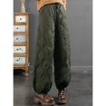 thumbnail image 2 of Pantalones de algodón de invierno con cordones artísticos, cintura elástica, línea de rombos, pantalones de algodón para mujer, pantalones cálidos a prueba de viento, 2 of 6