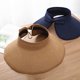 thumbnail image 3 of Sombrero de paja con visera ancha para mujer - Gorra plegable de playa para el verano con banda antisudor, 3 of 4