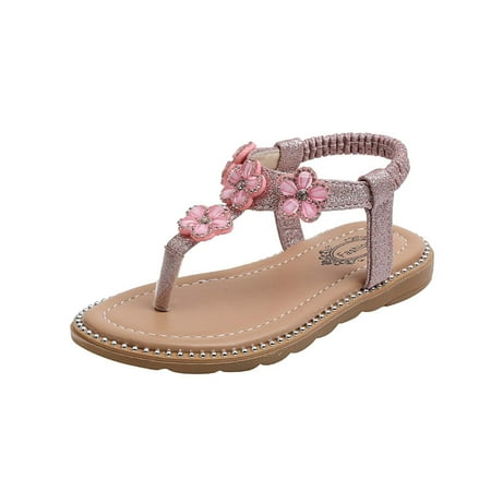 

Jikolililili Toddler Girls Summer Sandals Little Kid Open Toe Princess Dress Flats Sandals Leather Rubber Sole Princess Sandals
