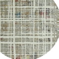 thumbnail image 6 of 8â€™ Round Ivory Khaki Distressed Plaid Area Rug, 6 of 7