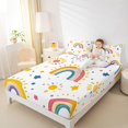 thumbnail image 4 of Castle Fairy Kawaii Rainbow 3pcs Twin Sheet Sets for Children,Stars Print Twin Fitted Sheet,Polka Dots Breathable Flat Sheet,Breathable Home Decor, 4 of 7