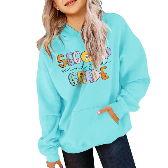 Ruyang Kids Girls 2nd Grade Back to School Hoodies Boys Preppy First Day of School Sweatshirts Soft Cute Pullover Hoodie