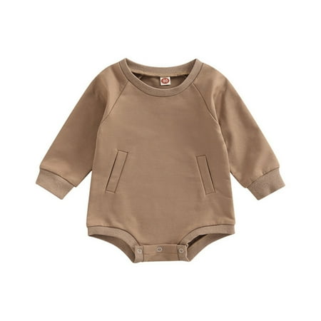 

JDEFEG Boy Pack Boys Girls Winter Long Sleeve Romper Bodysuit Solid Colour Outwear Begie Brown for Babys Clothes Baby Boy New Born Clothes Cotton Blend Brown 70