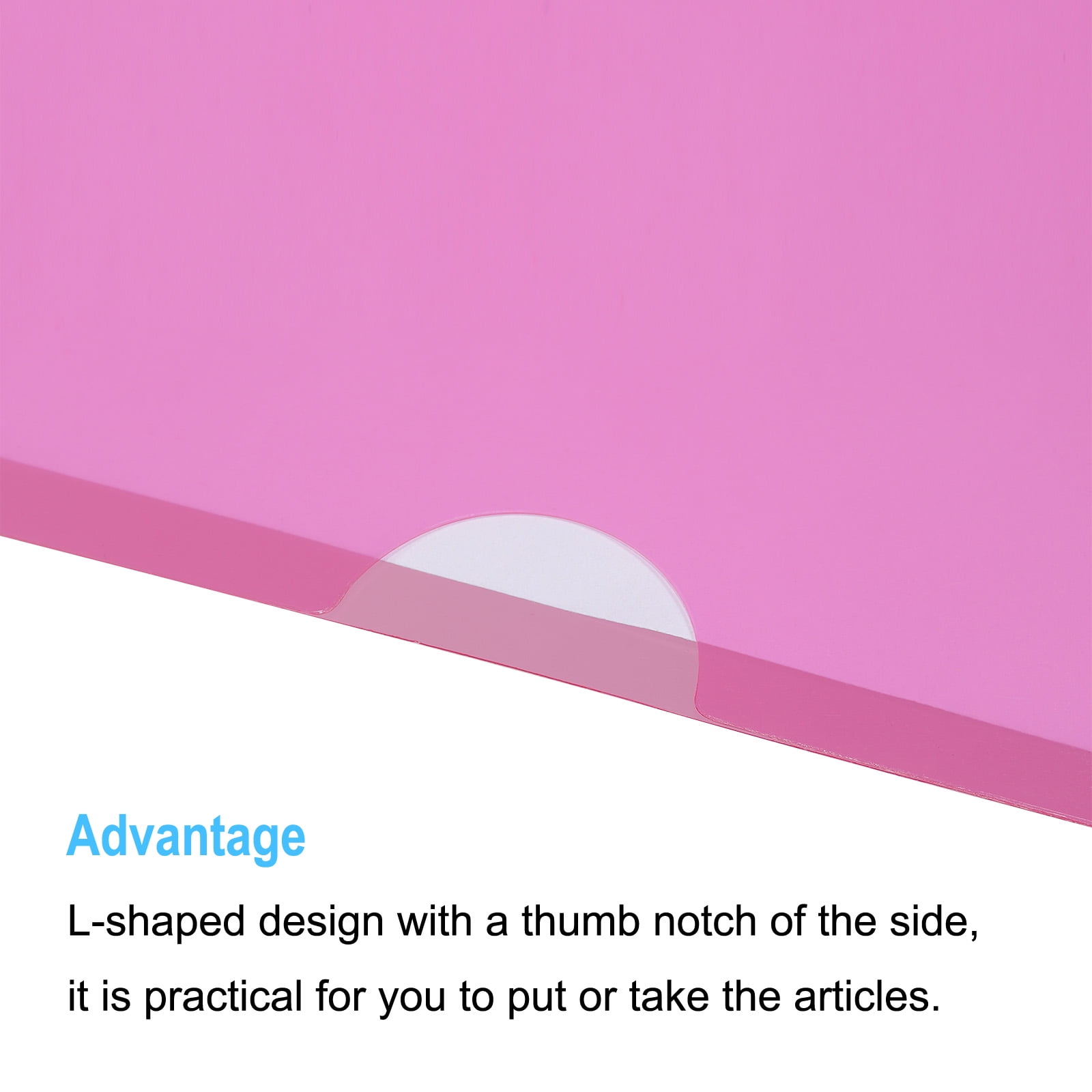 Unique Bargains L Type Folders File Project Pockets Clear Paper Document for Office Pink