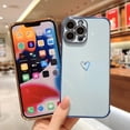 thumbnail image 5 of Dteck Compatible with iPhone 13 Pro Case, Luxury Plating Love Heart Phone Case, Cute Side Small Love Pattern Soft TPU Shockproof Full Camera Lens Protective Case for iPhone 13 Pro,Blue, 5 of 9