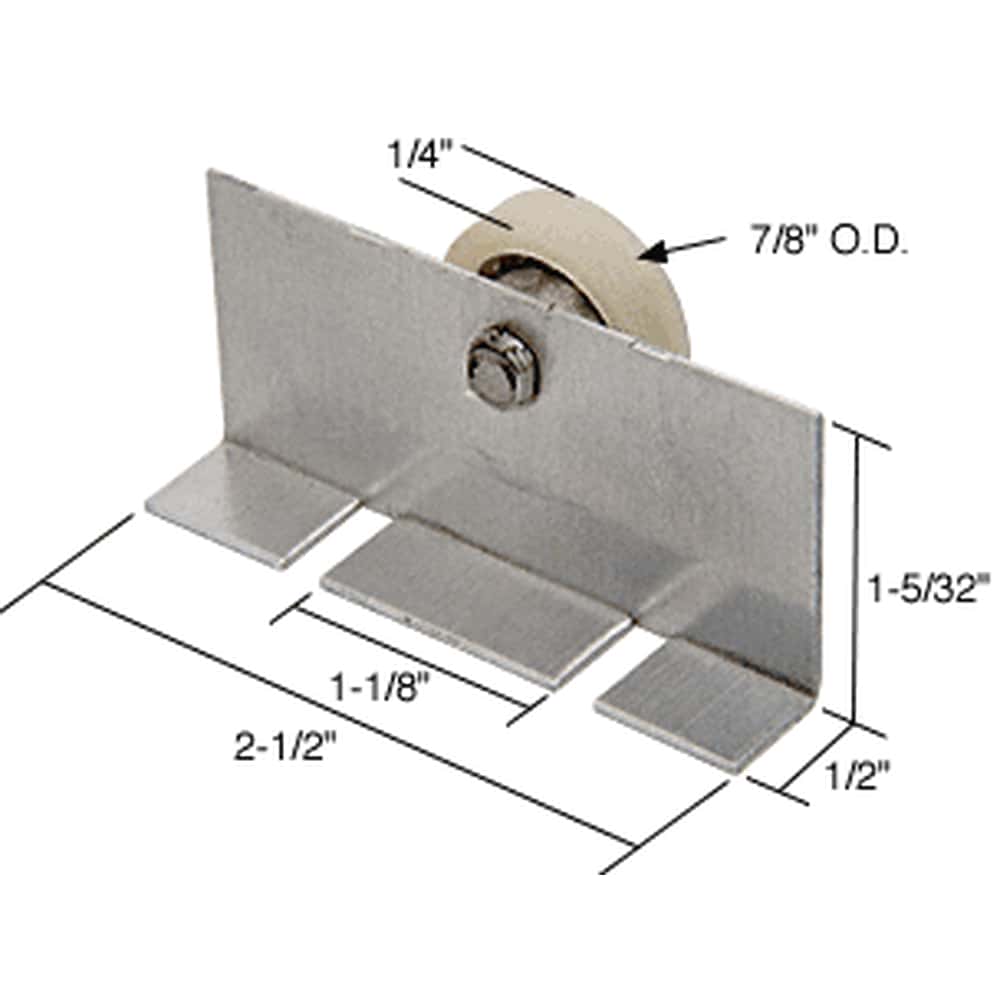Gordon Glass 7/8" Flat Edge Nylon Sliding Shower Door Roller Assembly 1