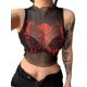 thumbnail image 3 of VISgogo - Camiseta de tirantes de malla transparente para mujer, estilo vintage, sin mangas, cuello redondo, estampado de mariposas VISgogo  moda, 3 of 9