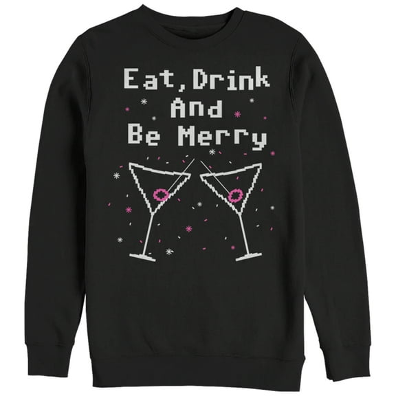 Women's CHIN UP Christmas Drink Be Merry  Sweatshirt Black Medium