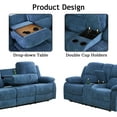 thumbnail image 2 of Golden Furniture Recliner Sofa Set, Fabric Reclining Sofa Set for Living Room Furniture Sets, Blue Recliner Couch Set for Living Room/Office/Theater Seating, 2 of 5