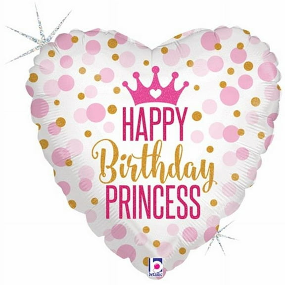 18 inch Glitter Birthday Princess Betallic Foil Mylar Balloon - Party Supplies Decorations