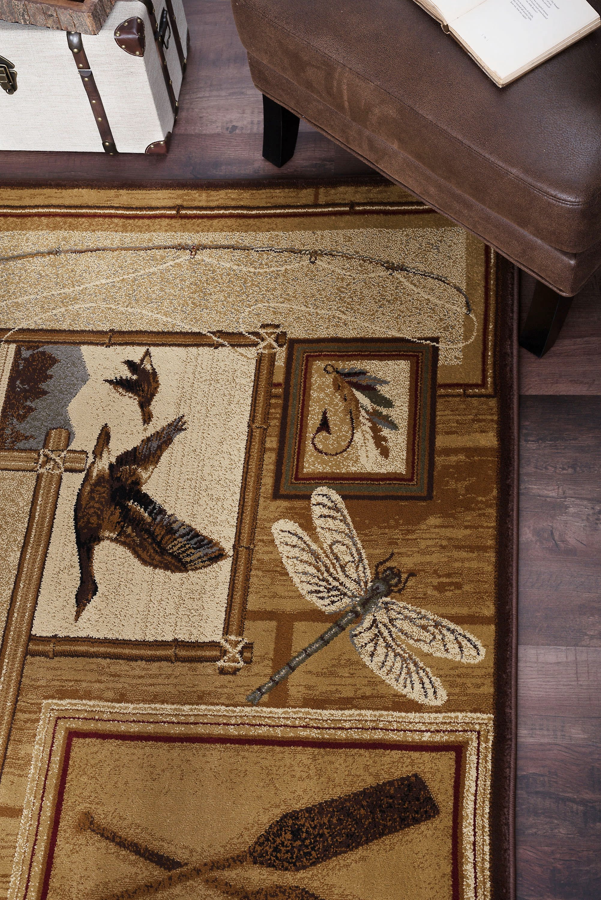 Nature Novelty 8' x 10' Ivory and Crimson Polypropylene Indoor Area Rug